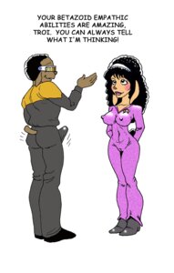 Rating: Explicit Score: 0 Tags: 1girls anthro betazoid_(species) bulge cameltoe combadge deanna_troi dennis_clark dialogue english_text female geordi_la_forge nipple_bulge pussy rule34 star_trek star_trek_the_next_generation starfleet_insignia starfleet_uniform text uniform User: bunchy7s