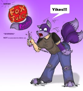 Rating: Questionable Score: 0 Tags: anthro apes_of_wrath blue_eyes bottle breasts canid canine clothing container dipstick_tail e621 female fox fur gender_transformation gradient_background mammal markings mtf_transformation purple_background purple_body purple_fur simple_background solo tail tail_markings torn_clothing transformation User: bunchy7s