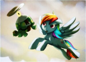 Rating: Safe Score: 0 Tags: 2011 ambiguous_gender black_eyes blue_body blue_feathers blue_fur cloud cutie_mark duo e621 equid equine eye_contact eyewear feathered_wings feathers female feral flying friendship_is_magic fur goggles hair hasbro kohtek looking_at_another mammal multicolored_hair my_little_pony mythological_creature mythological_equine mythology open_mouth outside pegasus pink_eyes propeller quadruped rainbow_dash_(mlp) rainbow_hair reptile scalie simple_background sky skyscape tail tank_(mlp) turtle wings User: bunchy7s