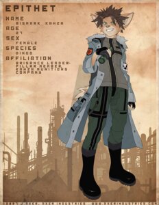 Rating: Safe Score: 0 Tags: 2007 anthro armband bismark_kahza brown_hair canid canine canis digital_media_(artwork) dingo e621 english_text epithet female full-length_portrait grin hair j_axer long_coat mammal portrait short_hair smile solo text User: bunchy7s
