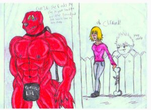 Rating: Questionable Score: 0 Tags: anthro anthrofied black_nails blonde_hair bodily_fluids bone bow_ribbon canid canine canis censored clifford_(clifford_the_big_red_dog) clifford_the_big_red_dog clothed clothed_female clothing collar collar_only colored_nails crying domestic_dog e621 emily_elizabeth_howard english_text female fence grass green_eyes group hair hiding hiding_behind_wall human leash male male_focus mammal muscular muscular_anthro muscular_male nails nude nude_male pbs plant red_body scholastic tail tears text unknown_artist User: bunchy7s