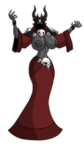 Rating: Questionable Score: 0 Tags: 5_fingers alternative_fashion big_breasts bone breasts clothed clothing dress e621 exposed_breasts face_in_shadow female fingers glowing glowing_eyes goth green_eyes grey_body grey_skin hood hooded_face horn huge_breasts humanoid lich looking_at_viewer lordstevie navel nipples not_furry partially_clothed raised_arm shadow_face sharp_fingers simple_background skull solo topless trad_goth undead white_background User: bunchy7s