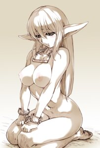 Rating: Explicit Score: 0 Tags: big_breasts blush breasts chain collar cuff_(restraint) e621 elf feet female gradient_background hair hisahiko humanoid humanoid_face humanoid_feet humanoid_hands humanoid_pointy_ears kneeling long_hair monochrome nipples not_furry nude plantigrade pointy_ears restraints shackles simple_background slave solo User: bunchy7s