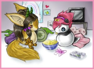 Rating: Safe Score: 0 Tags: accessory anthro bear black_hair blue_eyes bow_(feature) bow_accessory bow_ribbon bowl cassette_tape chibi container detailed_background duo e621 electronics female food giant_panda glamfur hair hair_accessory hair_bow hair_ribbon heart_symbol horn langurhali mammal orange_eyes pink_hair plushie popcorn ribbons star tail teddy_bear television vera_(artist) vera_(vera) video_cassette young young_anthro User: bunchy7s