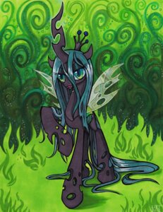 Rating: Safe Score: 0 Tags: abstract_background arthropod changeling_(mlp) e621 female feral friendship_is_magic hasbro horn insect_wings lizspit my_little_pony quadruped queen queen_chrysalis_(mlp) royalty simple_background solo tail traditional_media_(artwork) wings User: bunchy7s