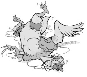 Rating: Safe Score: 0 Tags: ambiguous_gender anatid anseriform anserine avian beak bird bottomwear claws clothing e621 eyewear feathered_wings feathers feral glasses greyscale kuma monochrome pants shirt simple_background solo swan topwear transformation white_background wings User: bunchy7s