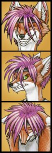 Rating: Safe Score: 0 Tags: anthro black_border bodily_fluids border canid canine colored_pencil_(artwork) dowdy e621 fox green_eyes grin katie_hofgard male mammal orange_background simple_background smile solo tears traditional_media_(artwork) User: bunchy7s
