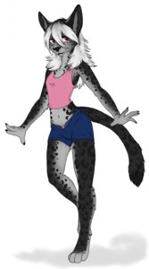 Rating: Safe Score: 0 Tags: anthro big_ears bottomwear clothing e621 felid feline female hair hi_res hybrid karian looking_at_viewer mammal nails navel pantherine panties pink_clothing red_eyes serval shorts solo spots tail toradoshi underwear white_hair User: bunchy7s