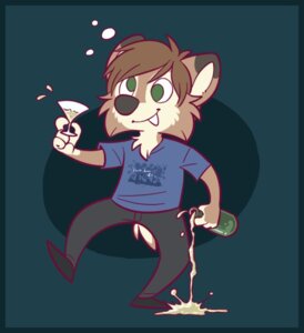 Rating: Safe Score: 0 Tags: 2009 alcohol analon_(artist) anthro beverage biped bottle bottomwear canid canine canis clothed clothing container cross-eyed drunk e621 footwear fully_clothed glass green_eyes holding_bottle holding_container holding_glass holding_object johnny_boy male mammal pants shirt shoes solo standing substance_intoxication topwear wolf User: bunchy7s