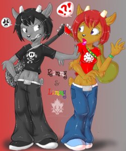 Rating: Safe Score: 0 Tags: alternative_fashion angry annoyed anthro black_eyes black_hair bone bovid brown_body brown_fur caprine clothed clothing confusion duo e621 electric_guitar exclamation_point eye_contact female fur goth gradient_background grey_body grey_fur guitar hair hi_res lammy_lamb lipstick looking_at_another makeup mammal mean musical_instrument navel parappa_the_rapper plucked_string_instrument purple_eyes question_mark rammy_lamb red_hair rivalry shalonesk sheep simple_background skull skull_and_crossbones sony_corporation sony_interactive_entertainment string_instrument um_jammer_lammy User: bunchy7s