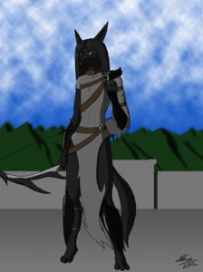 Rating: Safe Score: 0 Tags: anthro anubian_jackal armor assassin bow_(weapon) canid canine canis e621 esio_da_risei foxx_sevren hi_res holding_object holding_weapon jackal male mammal purple_eyes ranged_weapon solo tail weapon User: bunchy7s