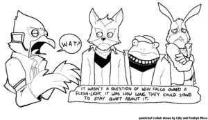 Rating: Safe Score: 0 Tags: anthro canid canine dialogue e621 english_text falco_lombardi fox fox_mccloud fredryk_phox group male mammal monochrome nintendo paintchat peppy_hare slippy_toad star_fox text User: bunchy7s Rating: Safe Score: 0 Tags: anthro canid canine dialogue e621 english_text falco_lombardi fox fox_mccloud fredryk_phox group male mammal monochrome nintendo paintchat peppy_hare slippy_toad star_fox text User: bunchy7s