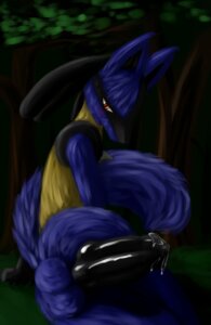 Rating: Explicit Score: 0 Tags: anthro balls biped blue_body blue_fur blush bodily_fluids canid canine detailed_background e621 erection forest fur generation_4_pokemon genital_fluids genitals graveyardshift lucario lying male mammal nature nintendo nude outside penis plant pokemon pokemon_(species) precum red_eyes shy solo tail tree wood User: bunchy7s
