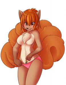 Rating: Questionable Score: 0 Tags: anthro anthrofied blush breasts brown_body brown_eyes brown_fur canid canine chest_tuft clothed clothing clothing_insertion digital_media_(artwork) duo e621 extreme_size_difference featureless_breasts female female_anthro fur generation_1_pokemon gloves_(marking) hair hi_res human human_on_anthro interspecies larger_female male male/female mammal markings multi_tail nintendo orange_hair panties pokemon pokemon_(species) pokemorph red_hair shaded simple_background size_difference smaller_male spazzykoneko tail topless topless_anthro topless_female tuft underwear vulpix white_background User: bunchy7s