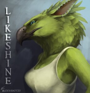 Rating: Safe Score: 0 Tags: 2011 anthro avian beak bloodshot23 blue_eyes breasts character_badge_(artwork) clothed clothing detailed e621 ear_piercing feather_hair feathers female green_body green_feathers half-length_portrait likeshine_(character) piercing portrait pose pseudo_hair shirt side_view solo tank_top topwear User: bunchy7s