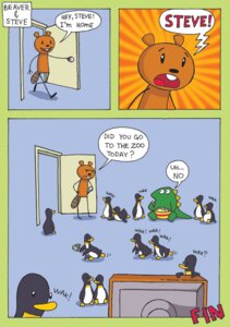 Rating: Safe Score: 0 Tags: anthro avian beak beaver beaver_(beaver_and_steve) beaver_and_steve bird comic dinosaur door e621 english_text inside konstantin_meshherjak male mammal penguin prehistoric_species reptile rodent scalie steve_(beaver_and_steve) tail text User: bunchy7s