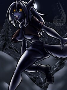 Rating: Questionable Score: 0 Tags: 2009 3:4 anthro barrin84 big_breasts bottomwear breasts canid canine canis clothed clothing denim denim_clothing detailed_background e621 female full_moon glowing glowing_eyes hat-kun hi_res mammal moon night outside shorts skimpy sky snow solo star starry_sky tail under_boob winter wolf User: bunchy7s