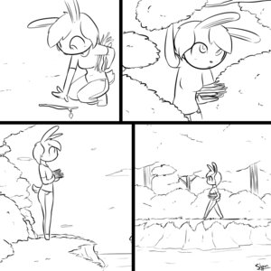 Rating: Safe Score: 0 Tags: 1:1 2013 anthro bottomwear breasts clothed clothing comic crouching e621 female front_view fully_clothed holding_object holding_stick lagomorph lake leporid mammal monochrome outside pants plant pointy_feet rabbit scut_tail shirt short_tail shrub side_view slypon solo standing stick tail topwear tree water wood User: bunchy7s