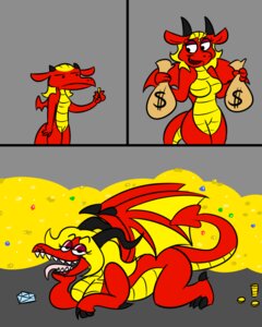 Rating: Safe Score: 0 Tags: 4:5 anthro big_breasts breasts comic currency_symbol dollar_sign dragon e621 female gold_(metal) growth hair horn looking_at_viewer membrane_(anatomy) membranous_wings mythological_creature mythological_scalie mythology non-mammal_breasts open_mouth rusheloc scalie solo symbol tail tongue transformation treasure wings User: bunchy7s