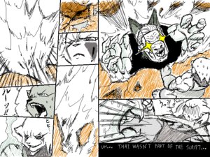 Rating: Safe Score: 0 Tags: 4:3 ambiguous_gender anthro battle comic digital_media_(artwork) duo e621 eight_frame_image english_text japanese_text jmadoc live_to_tell oekaki parody partially_colored staggering_(layout) star_eyes symbol-shaped_eyes text translated unknown_species unusual_eyes vertical_staggering User: bunchy7s