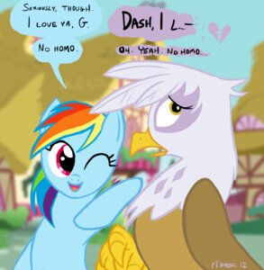 Rating: Safe Score: 0 Tags: 2012 avian beak blue_body blue_feathers blue_fur blue_hair broken_heart dialogue duo e621 english_text equid equine feathered_wings feathers female feral friendship_is_magic fur gilda_(mlp) green_hair gryphon hair hasbro mammal multicolored_hair my_little_pony mythological_avian mythological_creature mythological_equine mythology one_eye_closed open_mouth orange_hair outside pegasus purple_eyes purple_hair rainbow_dash_(mlp) rainbow_hair red_hair ribnose source_request text unavailable_at_source wings wink yellow_eyes User: bunchy7s