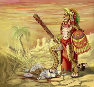 Rating: Questionable Score: 0 Tags: abs anklet anthro aztec blood bodily_fluids bottomwear bracelet canid canine canis cape claws clothing club_(weapon) desert duo e621 feathered_shield felid fur green_eyes headdress hi_res holding_object holding_weapon jaguar jewelry loincloth lying male mammal melee_weapon neon_(artist) outside palm_tree pantherine paws plant shield spots standing toe_claws tongue tongue_out tree tribal warm_colors weapon white_body white_fur wolf yellow_body yellow_fur User: bunchy7s
