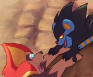Rating: Safe Score: 0 Tags: ambiguous_gender betrayal black_body black_fur blue_eyes brown_body brown_fur clawing cliff climbing climbing_wall crossover dangling digital_media_(artwork) disney duo e621 felid feral fur generation_4_pokemon generation_6_pokemon horrified luxray male mammal nintendo open_mouth parody pokemon pokemon_(species) pyroar red_sclera rock the_lion_king vaporotem yellow_eyes User: bunchy7s