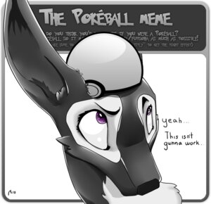 Rating: Safe Score: 0 Tags: 2010 ambiguous_gender antelope bovid canid canine canis domestic_dog e621 english_text gazelle mammal meeko meme monochrome nintendo pokeball pokemon purple_eyes severus simple_background solo spot_color text white_background User: bunchy7s
