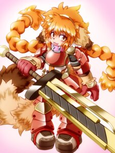 Rating: Safe Score: 0 Tags: 3:4 5_fingers accessory anthro armor black_nose blush braided_hair brown_clothing brown_eyes brown_footwear brown_shoes brown_tail canid canine class_of_heroes clothing collar dwarf_(coh) e621 female fingers fluffy fluffy_tail footwear front_view full-length_portrait hair hair_accessory hairband hi_res holding_melee_weapon holding_object holding_sword holding_weapon kotesu_ya_eternity looking_at_viewer mammal melee_weapon multicolored_clothing multicolored_footwear multicolored_shoes open_mouth orange_eyes orange_hair pigtails pink_collar portrait red_armor shoes simple_background smile solo standing sword tail tan_tail two_tone_clothing two_tone_footwear two_tone_shoes two_tone_tail u_q_ya warrior weapon white_clothing white_footwear white_shoes young young_anthro young_female User: bunchy7s