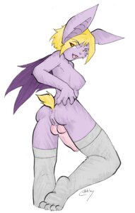 Rating: Explicit Score: 0 Tags: anthro anus backsack balls bat biped blonde_hair breasts butt censor_removal_edit clothed clothing e621 erection eye_through_hair fangs fur genitals hair hair_over_eye herm intersex legwear looking_at_viewer looking_back mammal nude one_eye_obstructed penis plantigrade presenting presenting_hindquarters purple_body rear_view short_hair side_boob simple_background solo stockings sukebepanda teeth third-party_edit translucent translucent_hair vulva white_background wings User: bunchy7s