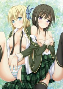 Rating: Explicit Score: 0 Tags: 2girls aqua_eyes bare_shoulders black_legwear blonde_hair blush boku_wa_tomodachi_ga_sukunai breasts butterfly_hair_ornament covering covering_breasts female hair_ornament human kashiwazaki_sena mikazuki_yozora multiple_females multiple_girls navel open_clothes panties purple_eyes pussy pussy_juice rule34 shake_(ferit3) short_hair sitting skirt striped striped_panties teenage_girl thighhighs underwear User: bunchy7s