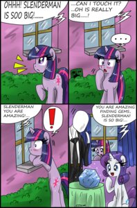 Rating: Safe Score: 0 Tags: 2012 absurd_res being_watched black_border blue_eyes blush border ciriliko clothing comic creeper_(minecraft) creepypasta crossover cutie_mark dialogue diamond_(gem) e621 ellipsis english_text equid equine exclamation_point female feral friendship_is_magic fur furniture gem group hair hasbro hi_res horn looking_at_another mammal microsoft minecraft mojang multicolored_hair my_little_pony mythological_creature mythological_equine mythology plant purple_body purple_eyes purple_fur purple_hair rarity_(mlp) shrub slenderman sparkles suggestive suit table tail text twilight_sparkle_(mlp) two_tone_hair unicorn window xbox_game_studios User: bunchy7s