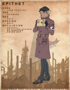 Rating: Safe Score: 0 Tags: 2008 anthro armband brown_eyes brown_hair canid canine canis cigarette clothing coat e621 english_text epithet fingerless_gloves flat_cap gloves hair handwear hat headgear headwear j_axer long_coat male mammal short_hair smoking solo tail text topwear trenchcoat wolf User: bunchy7s
