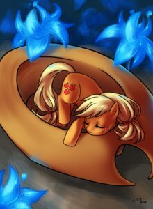 Rating: Safe Score: 0 Tags: 2012 applejack_(mlp) blonde_hair clothing cowboy_hat cutie_mark detailed_background e621 earth_pony equid equine eyes_closed female feral flower friendship_is_magic hair hasbro hat headgear headwear hi_res high-angle_view horse katiramoon mammal micro my_little_pony plant pony quadruped sleeping solo tail User: bunchy7s