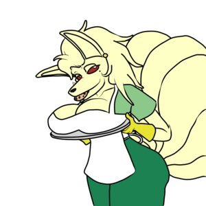 Rating: Questionable Score: 0 Tags: 1:1 anthro anthrofied big_breasts biped black_nose breast_rest breasts canid canine cleavage clothed clothing cookie driflewd e621 ear_piercing female food fur generation_1_pokemon gloves half-closed_eyes handwear looking_at_viewer mammal markings mole_(marking) multi_tail narrowed_eyes ninetales nintendo piercing platter pokemon pokemon_(species) pokemorph presenting presenting_breasts raised_tail red_eyes simple_background skimpy solo standing tail white_background yellow_body yellow_fur User: bunchy7s