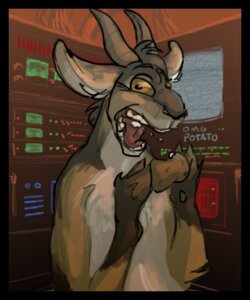 Rating: Safe Score: 0 Tags: anthro black_border border bovid caprine e621 eating electronics elfantastico food gaping_mouth goat hooves horn looking_at_viewer male mammal monitor open_mouth plant potato solo vegetable User: bunchy7s Rating: Safe Score: 0 Tags: anthro black_border border bovid caprine e621 eating electronics elfantastico food gaping_mouth goat hooves horn looking_at_viewer male mammal monitor open_mouth plant potato solo vegetable User: bunchy7s