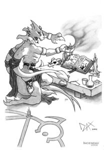 Rating: Questionable Score: 0 Tags: 2006 anthro book candle e621 greyscale incendax isk'karra magic male monochrome scalie simple_background solo tail white_background User: bunchy7s