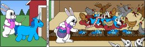 Rating: Explicit Score: 0 Tags: 2013 >_< ambiguous_gender anthro avian basket bird blood blue_body blue_hair bodily_fluids bone bow_(feature) bow_tie brown_body building buni_(series) chicken clothed clothing comic container death e621 easter easter_basket easter_bunny egg equid equine eyes_closed feral galliform gore grass grey_body group guts hair holding_object holidays horn inside intestines lagomorph leporid mammal mythological_creature mythological_equine mythology open_mouth organs outside phasianid pink_nose plant quadruped rabbit rib_cage ryan_pagelow sitting skeleton skull smile standing tail tree unicorn walking what white_body User: bunchy7s