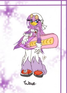 Rating: Safe Score: 0 Tags: anthro avian beak bird blue_eyes bottomwear clothed clothing e621 extreme_gear eyewear female flame_markings flame_pattern gloves hair handwear hi_res hirundinid kerchief kristale long_hair markings midriff multicolored_clothing oscine oversized_clothing pants passerine purple_body sega simple_background solo sonic_riders sonic_the_hedgehog_(series) sunglasses swallow_(bird) wave_the_swallow white_background User: bunchy7s