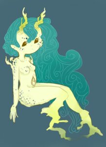 Rating: Questionable Score: 0 Tags: :< belly_mouth dryad e621 female full-length_portrait green_hair hair horn looking_away monster monster_girl_(genre) nude portrait sailorpalin simple_background sitting solo User: bunchy7s