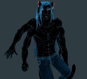 Rating: Safe Score: 0 Tags: 4_arms 5_fingers abs anthro aureos biped black_body black_fur blue_hair blue_sclera bottomwear clothed clothing e621 ear_piercing fayde felid fingers front_view fur green_eyes grey_background hair humanoid_hands long_hair male mammal melanistic multi_arm multi_limb muscular muscular_anthro muscular_male pantherine pants piercing simple_background solo standing tail topless User: bunchy7s