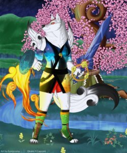 Rating: Safe Score: 0 Tags: 5:6 absurd_res amaterasu_(okami) anthro anthrofied canid canine canis capcom clothed clothing clover_studio deity detailed_background e621 female fire forest fully_clothed fur fuzzycoma hi_res mammal nature night okami_(capcom) outside plant reesa silk sky solo spirit star starry_sky tree water white_body white_fur wolf User: bunchy7s