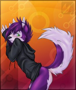 Rating: Explicit Score: 0 Tags: abstract_background against_surface against_wall alternative_fashion anthro bent_over blush border bottomless butt canid canine canis clothed clothing clothing_cord digital_media_(artwork) domestic_dog drawstring drawstring_topwear e621 emo emo_haircut femboy fluffy fluffy_tail foreskin fur genitals green_eyes hair half-erect hoodie humanoid_genitalia humanoid_penis husky leaning leaning_forward looking_at_viewer male mammal nordic_sled_dog partially_retracted_foreskin penis penis_poking_out piercing purple_body purple_fur purple_hair raised_tail ransom_(sangie_nativus) seductive short_hair simple_background solo spitz tail topwear vagabond_(artist) User: bunchy7s