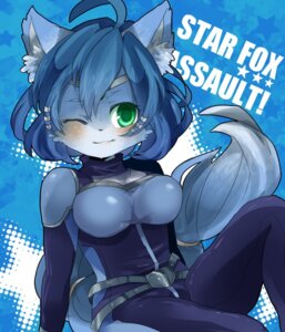 Rating: Safe Score: 0 Tags: abstract_background anthro belt blue_body blue_fur blue_hair blush bodysuit breasts canid canine clothed clothing e621 english_text female fox fur green_eyes hair krystal_(star_fox) looking_at_viewer mammal nintendo one_eye_closed pinup pose simple_background skinsuit solo star star_fox tail text tight_clothing white_body white_fur wink y2k_(graphic_design) ギャーこ User: bunchy7s