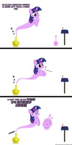 Rating: Safe Score: 0 Tags: 1:2 bottle container crossover e621 english_text equid equine female friendship_is_magic fur genie hair hasbro hi_res horn mailbox mammal multicolored_hair my_little_pony mythological_creature mythological_equine mythology navitaserussirus purple_body purple_eyes purple_fur purple_hair smoke solo text tumblr twilight_sparkle_(mlp) two_tone_hair unicorn User: bunchy7s