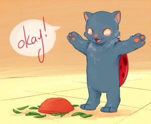 Rating: Safe Score: 0 Tags: 3_toes abstract_background ambiguous_gender anthro arthropod biped blue_body blue_fur bowl bravest_warriors cartoon_hangover catbug chest_tuft container dialogue domestic_cat e621 english_text fangs feet felid feline felis food fur humanoid_pointy_ears humor insect mammal open_mouth paws pink_nose pink_paws pink_tongue plant pointy_ears realistic shell simple_background solo speech_bubble spots standing teeth text tinderdry toes tongue tuft vegetable white_eyes User: bunchy7s