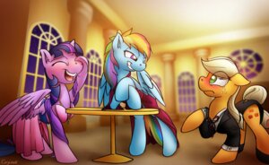 Rating: Safe Score: 0 Tags: 2014 applejack_(mlp) black_tie_(suit) blonde_hair blue_body blue_feathers blue_fur blush clothed clothing conicer cutie_mark dress e621 earth_pony equid equine eye_contact eyes_closed feathered_wings feathers female feral freckles friendship_is_magic fur furniture green_eyes grin group hair half-closed_eyes hasbro hi_res horn horse inside looking_at_another mammal multicolored_hair my_little_pony mythological_creature mythological_equine mythology narrowed_eyes pegasus pony purple_body purple_eyes purple_fur purple_hair rainbow_dash_(mlp) rainbow_hair smile standing suit table twilight_sparkle_(mlp) two_tone_hair winged_unicorn wings User: bunchy7s