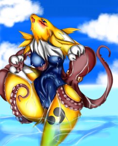 Rating: Questionable Score: 0 Tags: anthro aquatic bandai_namco blue_eyes blush camel_toe canid canine cephalopod chest_tuft claws clothing coleoid detailed_background digimon digimon_(species) duo e621 female fur grope mammal markings mollusk nipples octopodiform one-piece_swimsuit open_mouth outside renamon sakuyako_kyora school_swimsuit sea seascape sky sport_swimsuit swimwear tentacles tuft water wet white_body white_fur yellow_body yellow_fur User: bunchy7s