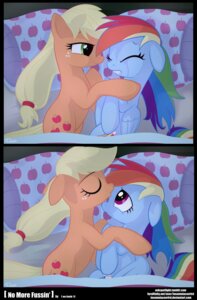 Rating: Safe Score: 0 Tags: 2012 absurd_res applejack_(mlp) bed blonde_hair blue_body blue_feathers blue_fur bodily_fluids comic conditional_dnp crying cutie_mark digital_media_(artwork) duo e621 earth_pony english_text equid equine eyes_closed feathered_wings feathers female female/female feral freckles friendship_is_magic fur furniture green_eyes hair hasbro hi_res horse hug insomniacovrlrd kiss_on_forehead kissing long_hair mammal multicolored_hair my_little_pony mythological_creature mythological_equine mythology on_bed pegasus pillow pony purple_eyes quadruped rainbow_dash_(mlp) rainbow_hair smile tail tears text wings User: bunchy7s