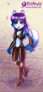 Rating: Safe Score: 0 Tags: aikoaku anthro blue_body blue_fur blue_hair bra canid canine choker clothed clothing collar e621 english_text female fox fur hair hi_res jewelry krystal_(star_fox) kursed_(star_fox) mammal necklace nintendo purple_hair solo star_fox text underwear url white_body white_fur User: bunchy7s